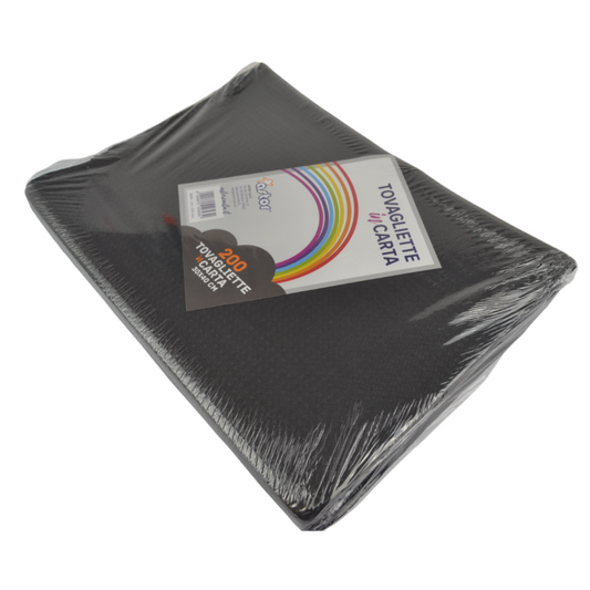 Pz 200 tovaglietta in carta nera martellata monouso per pub, osterie e fast food