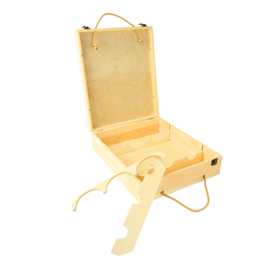 1 scatola porta vino in legno (x 3 bottiglie) cassetta porta bottiglie con manici in corda