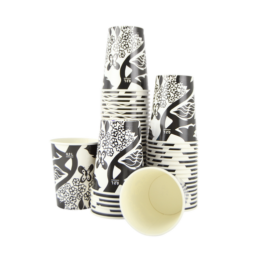 pz 100 bicchiere carta nero decorato per caffe' 200 ml CELLUCUP