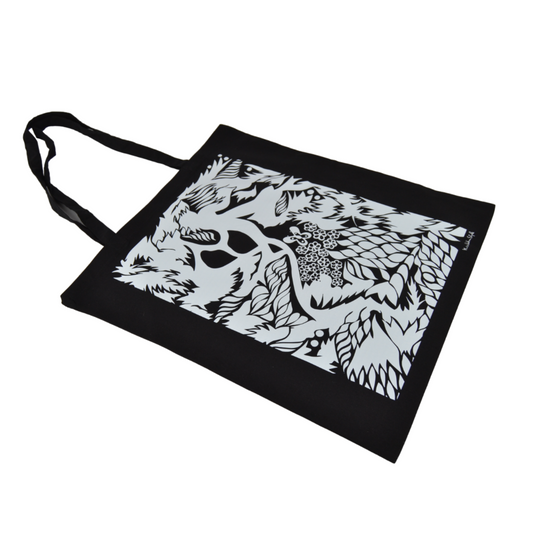 Pz 1 shopper in tela nera con manici borsa stampa artistica arte CELLUBAG