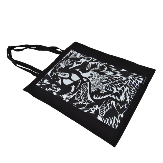 Pz 1 shopper in tela nera con manici borsa stampa artistica astratta arte CELLUBAG