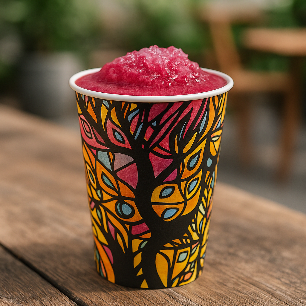pz 100 bicchiere carta colorato decorato per caffe' 370 ml CELLUCUP