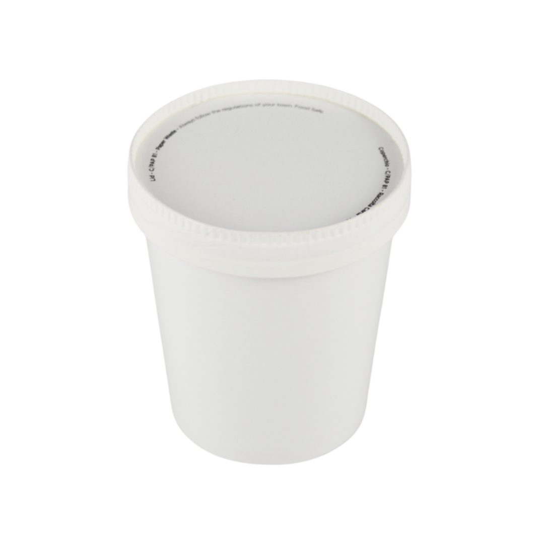25 uds Tarro de helado de cartón térmico blanco + tapa para llevar