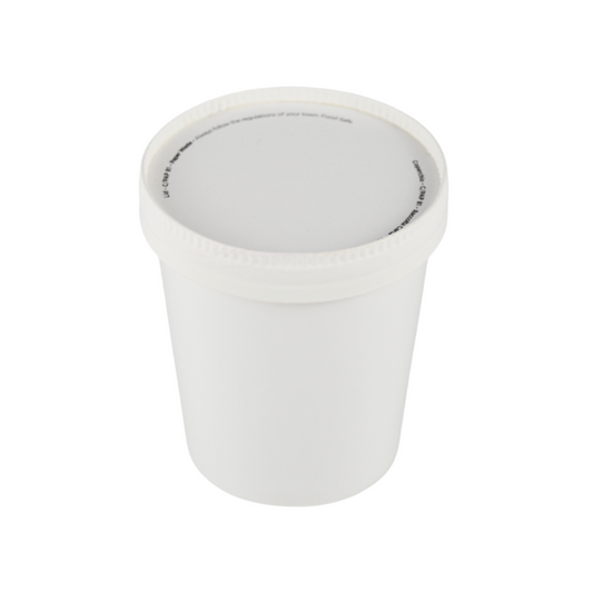 Pz 25 Barattolo per gelato in cartone termico bianco + coperchio per asporto