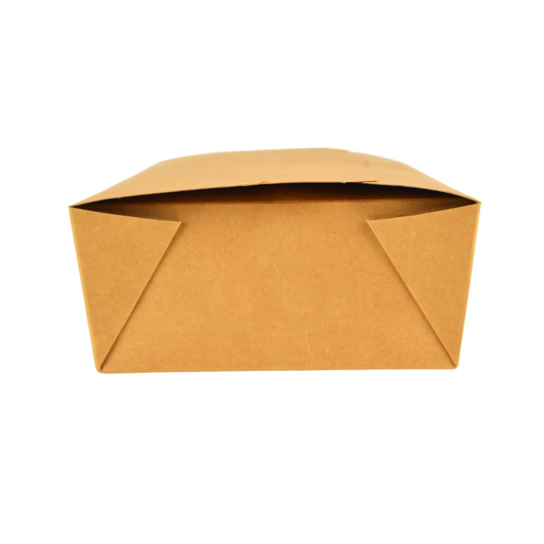 Pz 40 Box in carta kraft marrone per asporto di alimenti come fritture di pesce, verdure, pasta, riso e pollo