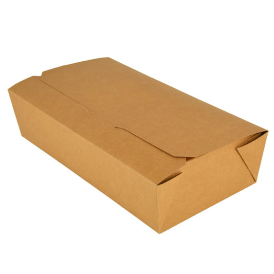 Pz 40 Box in carta kraft marrone per asporto di alimenti come fritture di pesce, verdure, pasta, riso e pollo