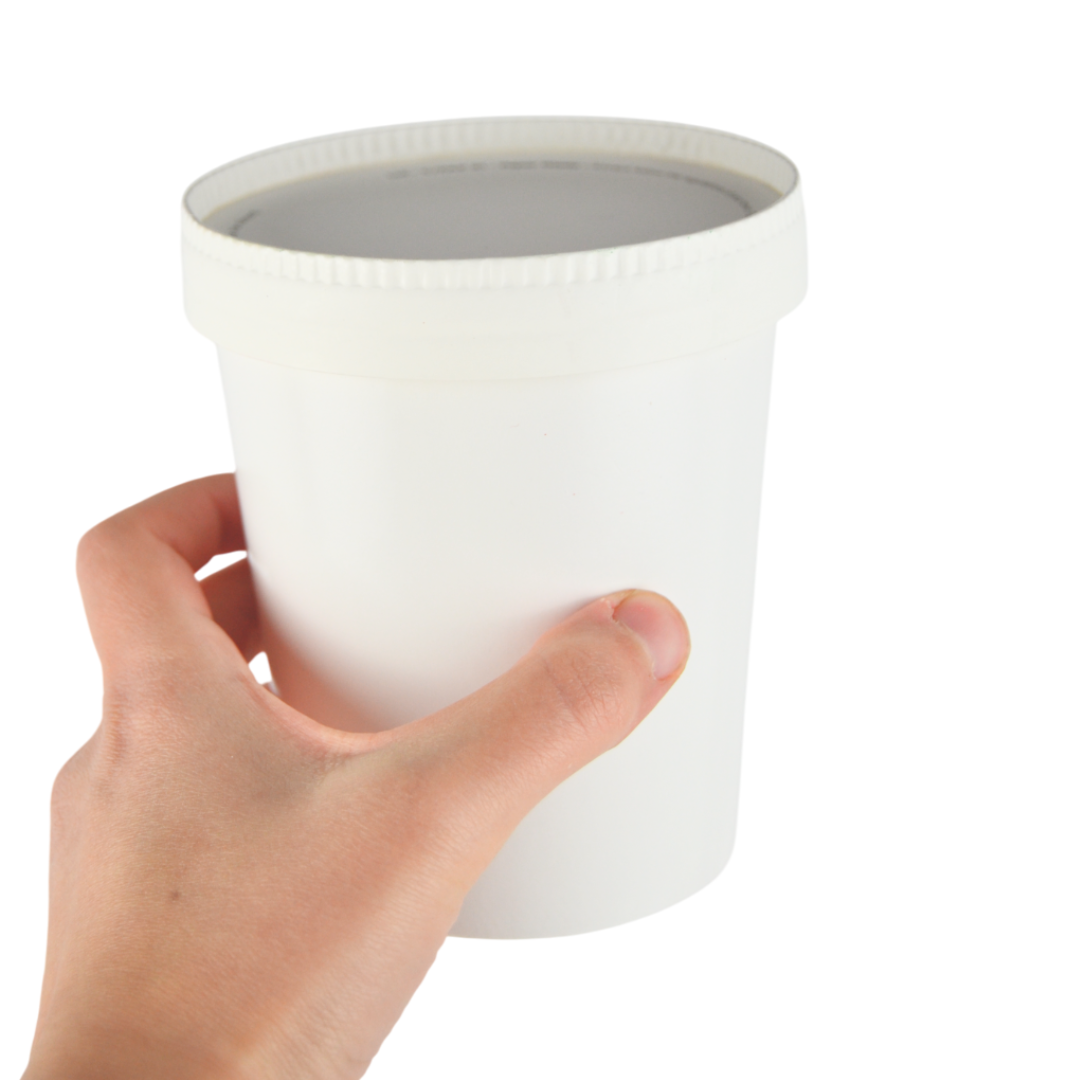 Pz 25 Barattolo per gelato in cartone termico bianco + coperchio per asporto
