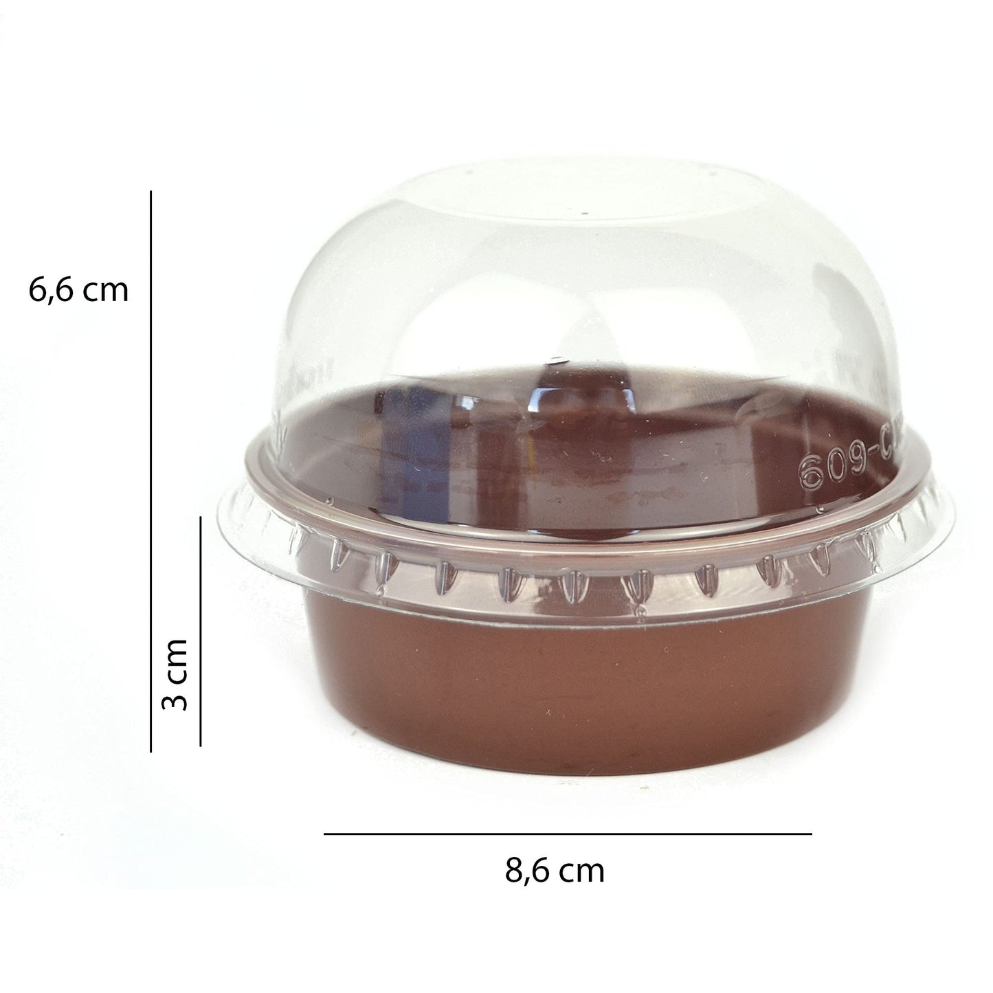 pz 50 TARTUFO cup 120 cc marrone + coperchio cupola per dolci e mousse