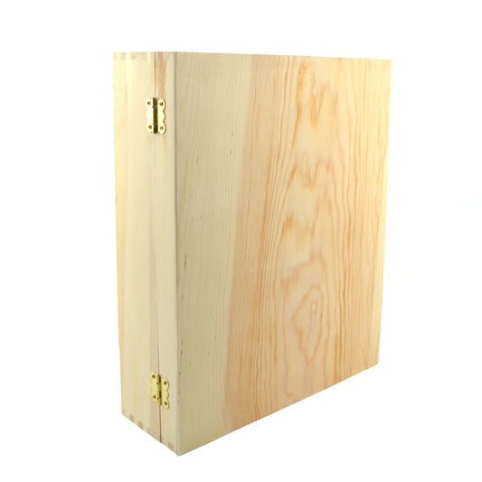 1 scatola porta vino in legno (x 3 bottiglie) cassetta con chiusura divisorio in cartone rosso