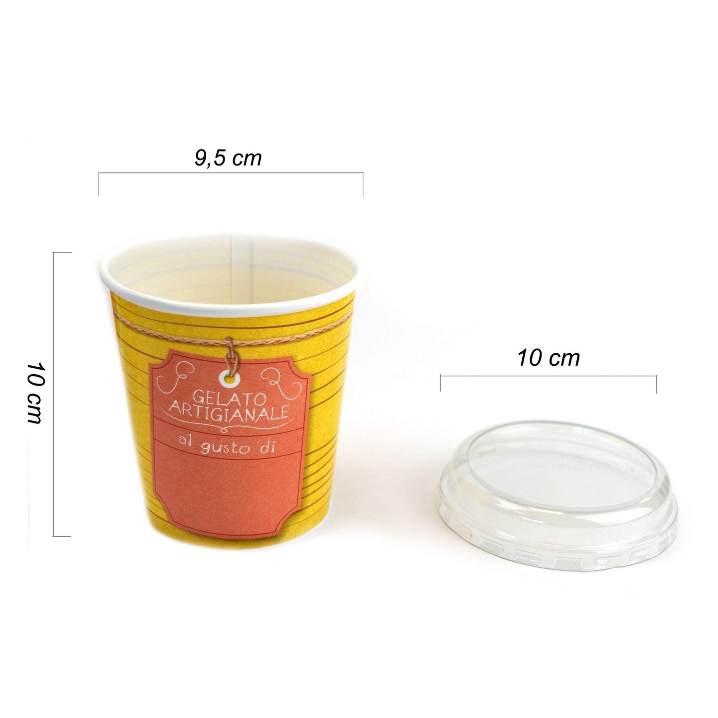 Pz 25 Barattolo per gelato 500 cc in cartone termico + coperchio per asporto