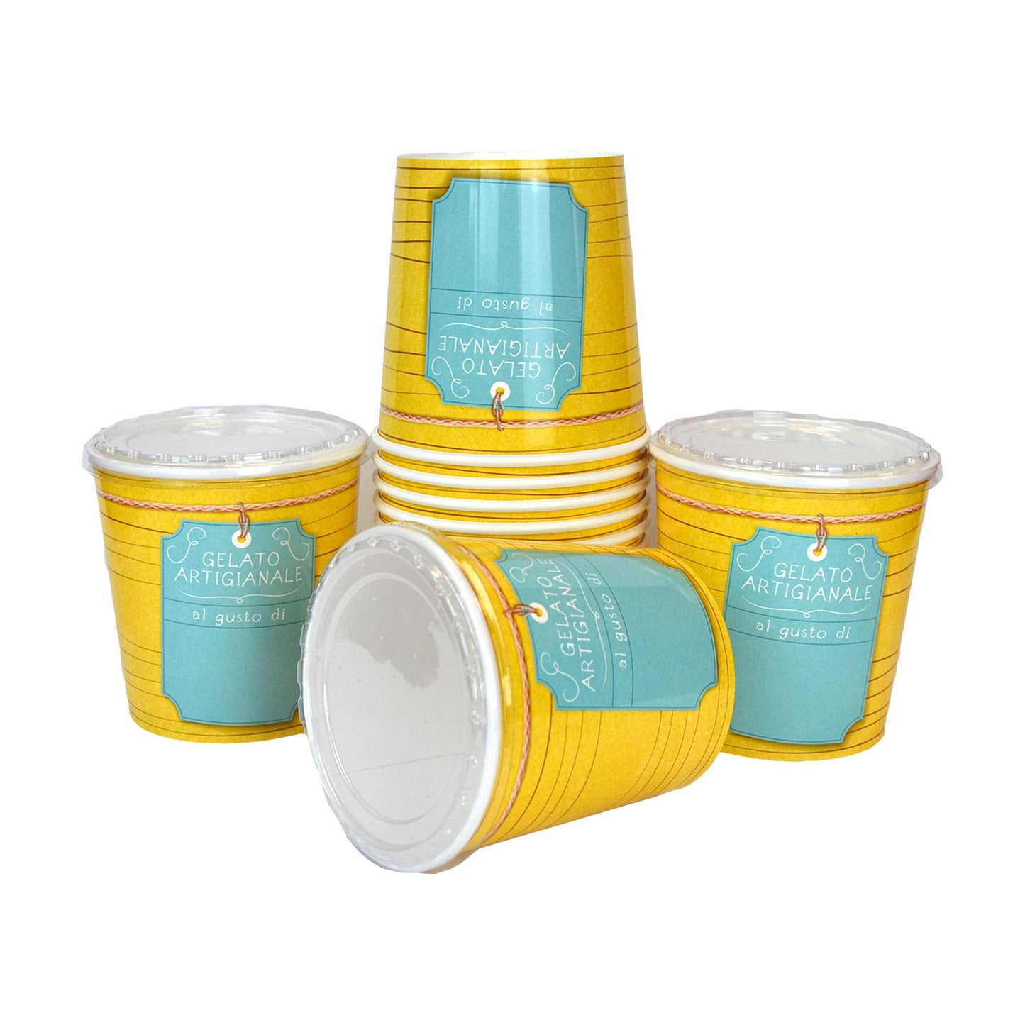 Pz 25 Barattolo per gelato 1000 cc in cartone termico + coperchio per asporto