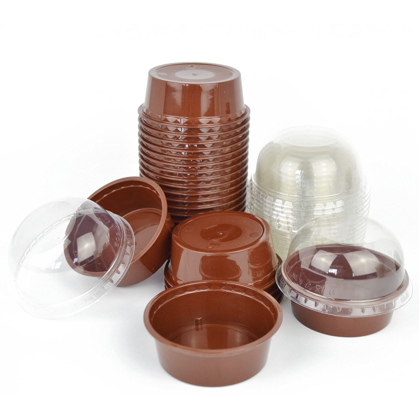pz 50 TARTUFO cup 120 cc marrone + coperchio cupola per dolci e mousse