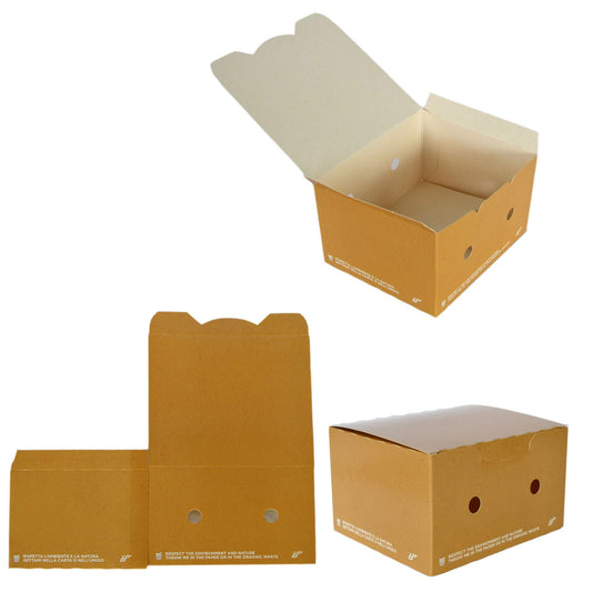 Pz 50 box avana richiudibile per asporto fritture miste, verdure, riso pollo e pasta