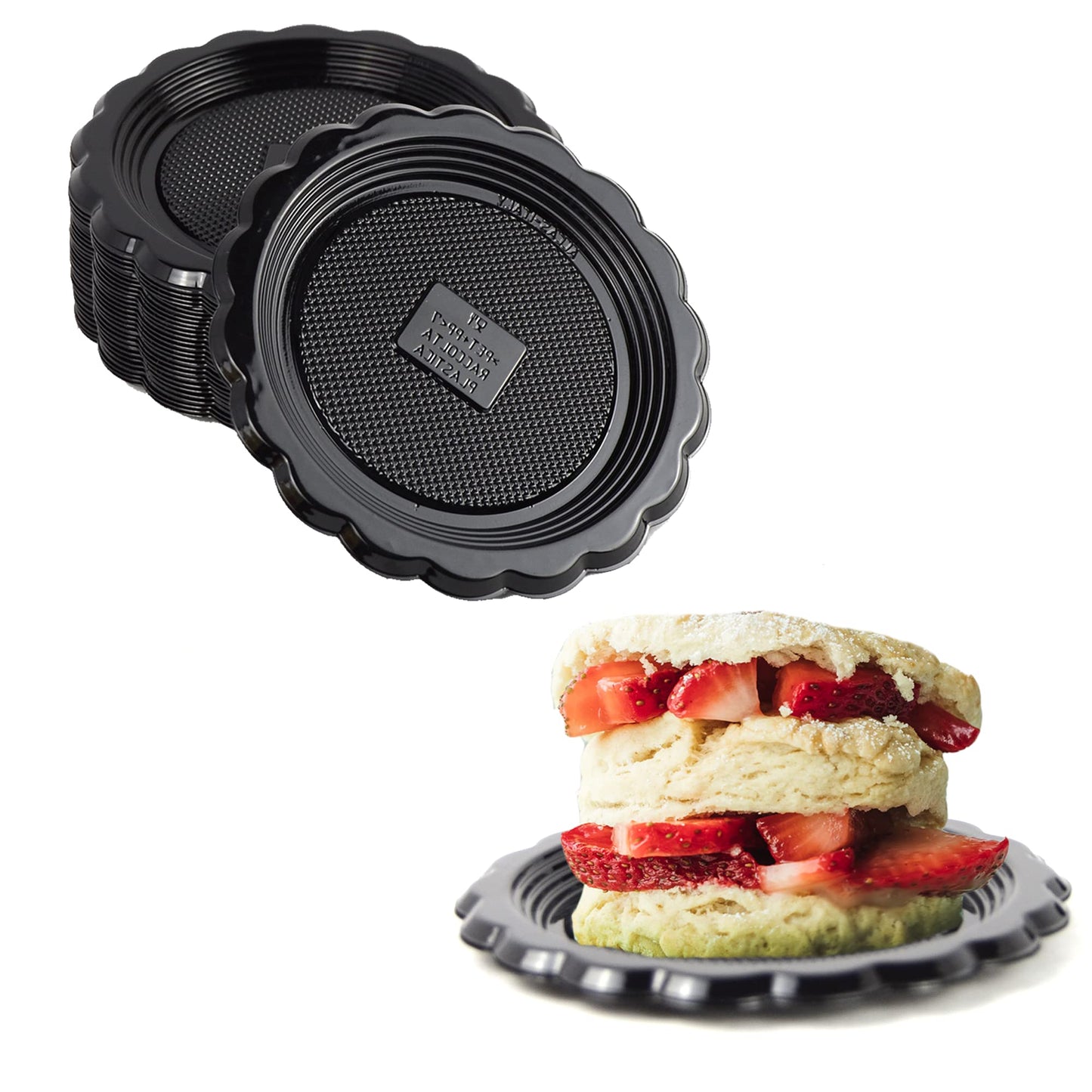 Pz 100 vassoi neri tondi per dolci di pastecceria da esporre in vetrina e per asporto