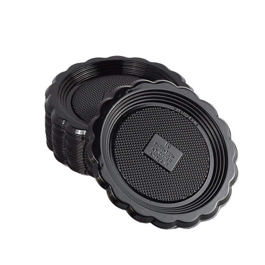 Pz 100 vassoi neri tondi con coperchio per dolci di pastecceria