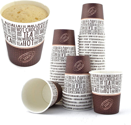 Pz 100 bicchiere 7 oz in carta  200 ml per cappuccino, cioccolata calda