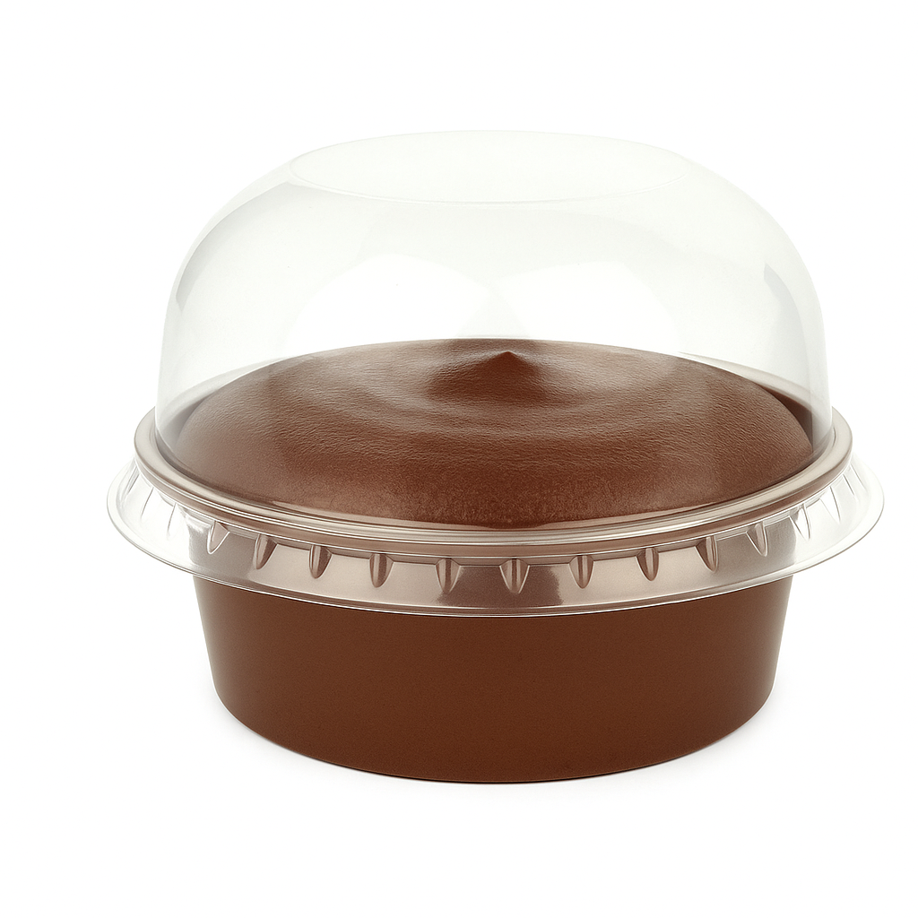 pz 50 TARTUFO cup 120 cc marrone + coperchio cupola per dolci e mousse
