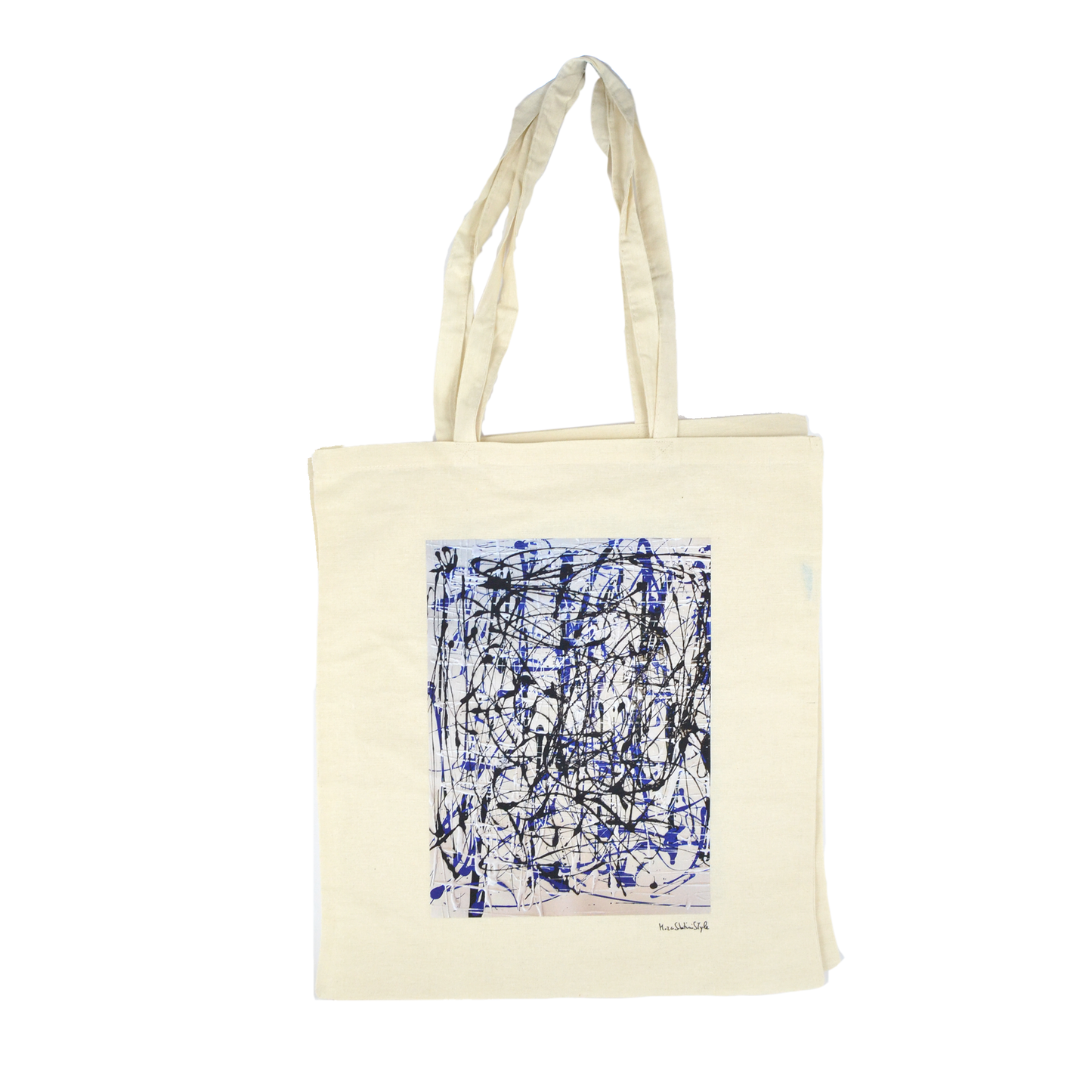 Ensemble 1 sac cabas en toile à imprimé abstrait + 1 pochette en tissu trousse de beauté sac à main