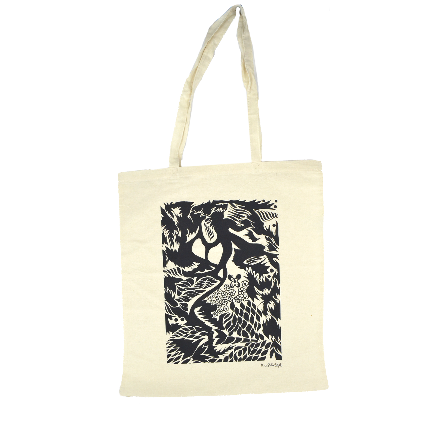 Set 1 shopper in tela stampa astratta + 1 pochette in tessuto beauty case borsetta