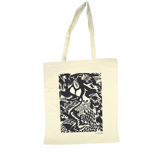 Set 1 shopper in tela stampa astratta + 1 pochette in tessuto beauty case borsetta