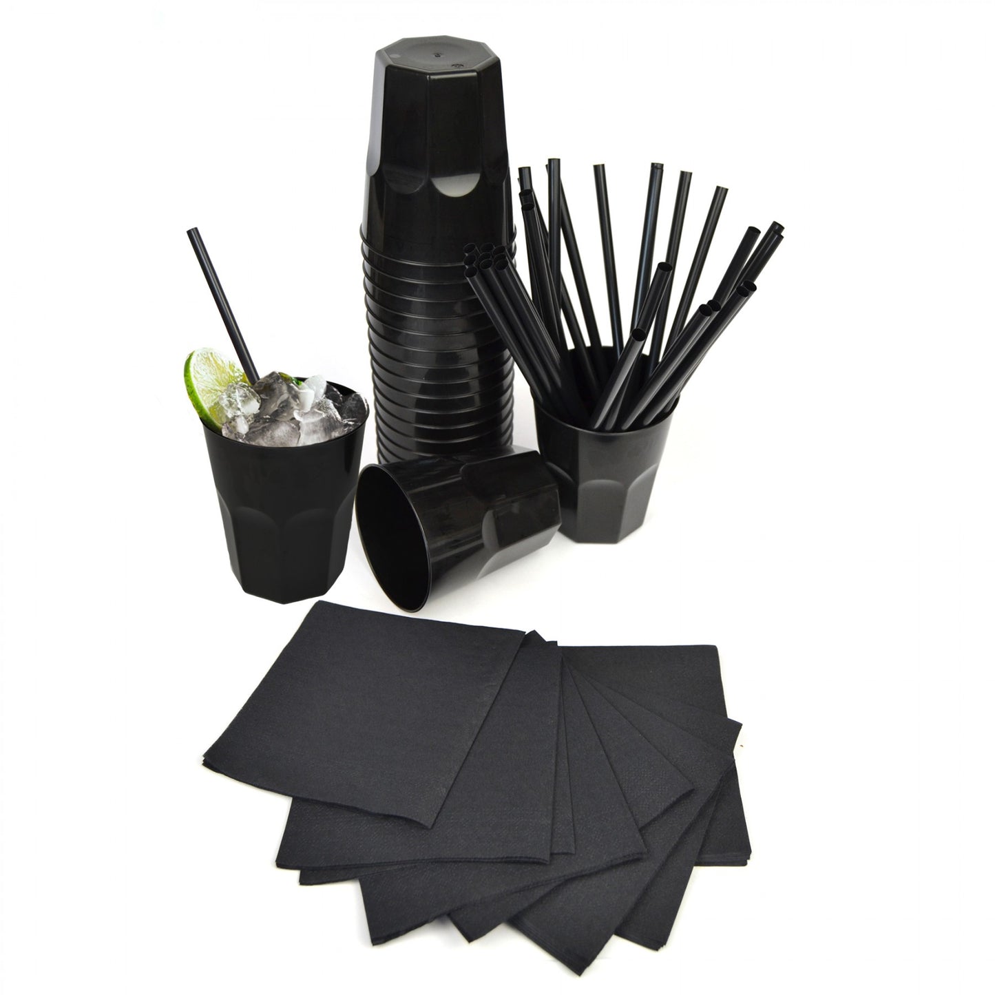 COMBO BAR 100 bicchieri rigidi 270cc + 100 tovaglioli 25x25 + 100 cannucce 21 cm