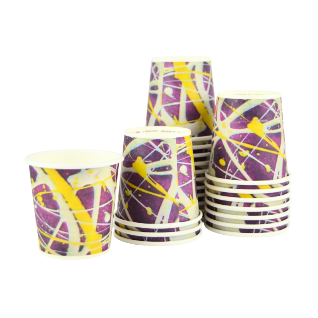 pz 100 bicchiere carta colorato decorato per caffe' cl 10 (3 oz) CELLUCUP