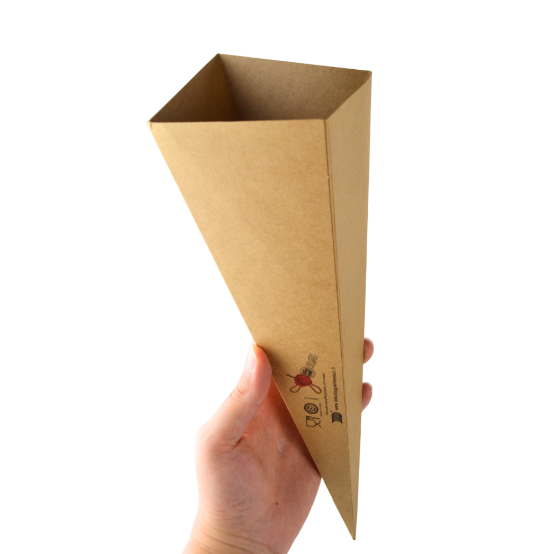 Pz 100 cono per alimenti avana asporto fritture miste, patatine, pesce fritto, olive