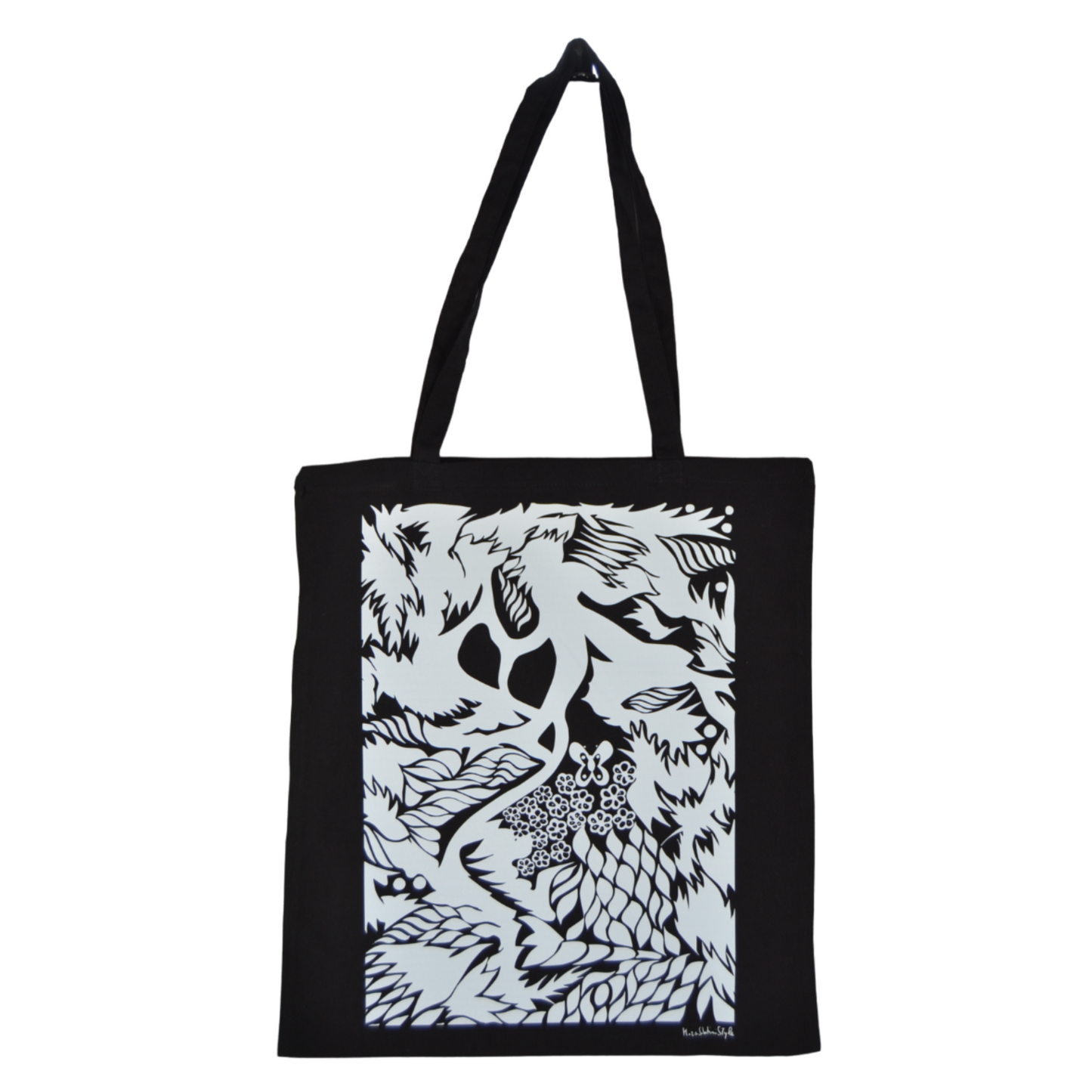 Pz 1 shopper in tela nera con manici borsa stampa artistica arte CELLUBAG