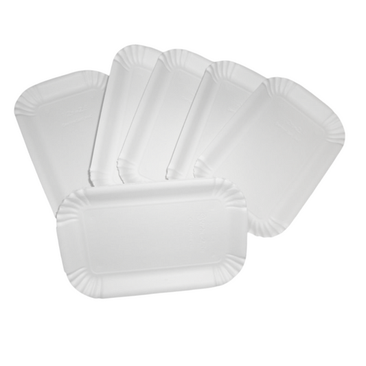Pz 100 vassoi in cartone bianco per asporto di alimenti di pasteicceria come cornetti, biscotti, pasticcini e dolci
