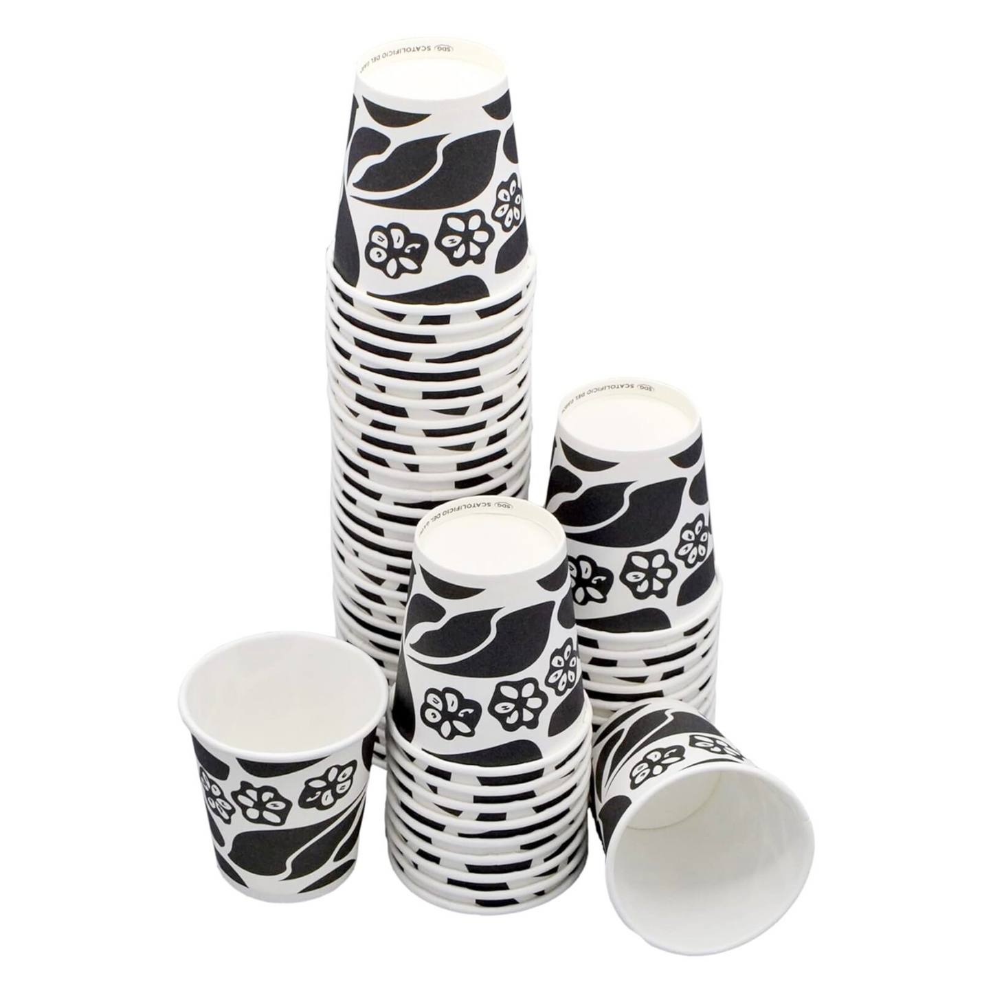 100 gobelets en papier noir décorés pour café cl 8 (3 oz) CELLUCUP 