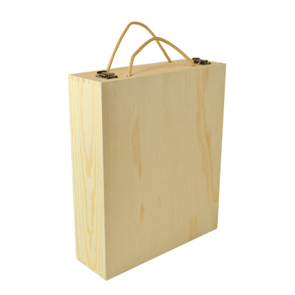 1 scatola porta vino in legno (x 3 bottiglie) cassetta porta bottiglie con manici in corda