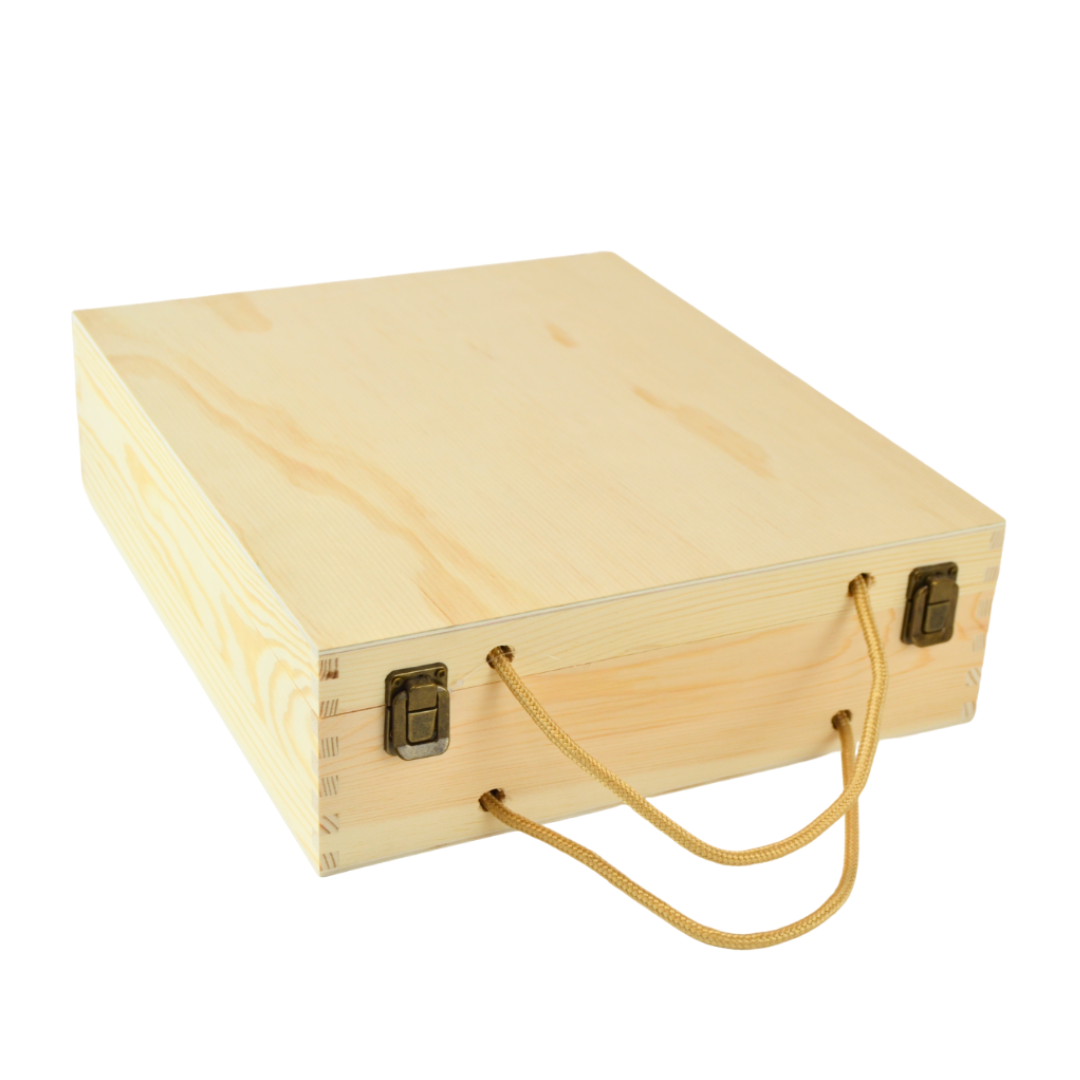 1 scatola porta vino in legno (x 3 bottiglie) cassetta porta bottiglie con manici in corda