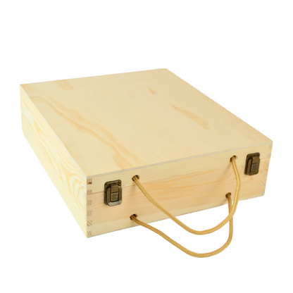 1 scatola porta vino in legno (x 3 bottiglie) cassetta porta bottiglie con manici in corda