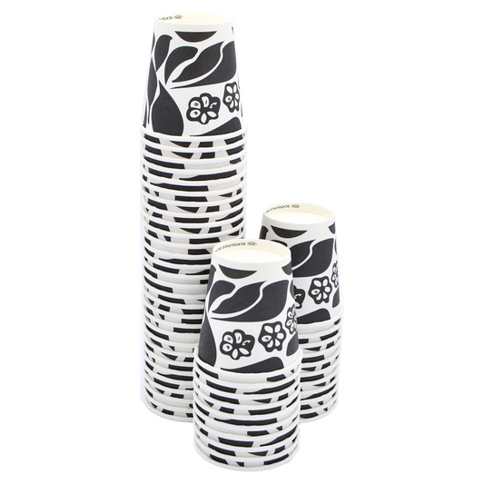pz 100 bicchiere carta nero decorato per caffe' cl 8 (3 oz) CELLUCUP