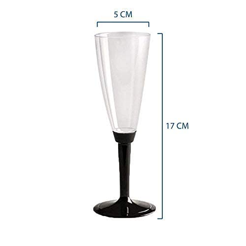 COMBO 50 calici flute + 50 calici da vino/acqua da comporre base nera ideali per feste, eventi, party e aperitvi