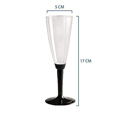 COMBO 50 calici flute + 50 calici da vino/acqua da comporre base nera ideali per feste, eventi, party e aperitvi