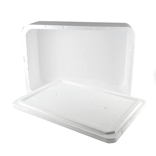 Caja térmica rectangular blanca de 50 x 30 x 22 cm para comida para llevar