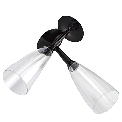 COMBO 50 calici flute + 50 calici da vino/acqua da comporre base nera ideali per feste, eventi, party e aperitvi
