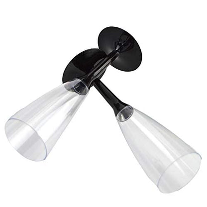 COMBO 50 calici flute + 50 calici da vino/acqua da comporre base nera ideali per feste, eventi, party e aperitvi