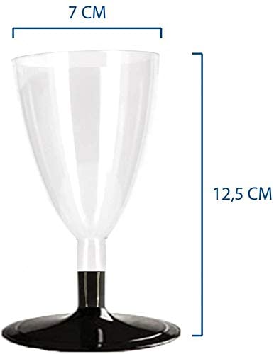 Pz 50 calici vino cc 180 base nera bicchieri aperitivo apericena