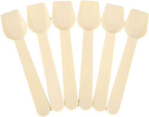 500 cuillères compostables beiges cm 10 cuillères à glace, yaourt et semifreddo