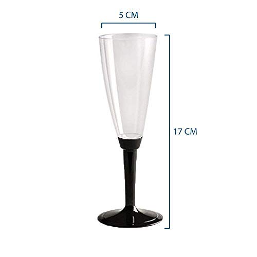 Pz 50 calici flute champagne prosecco base nera bicchieri aperitivo apericena