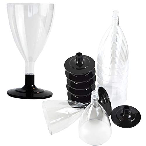 Pz 50 calici vino cc 180 base nera bicchieri aperitivo apericena
