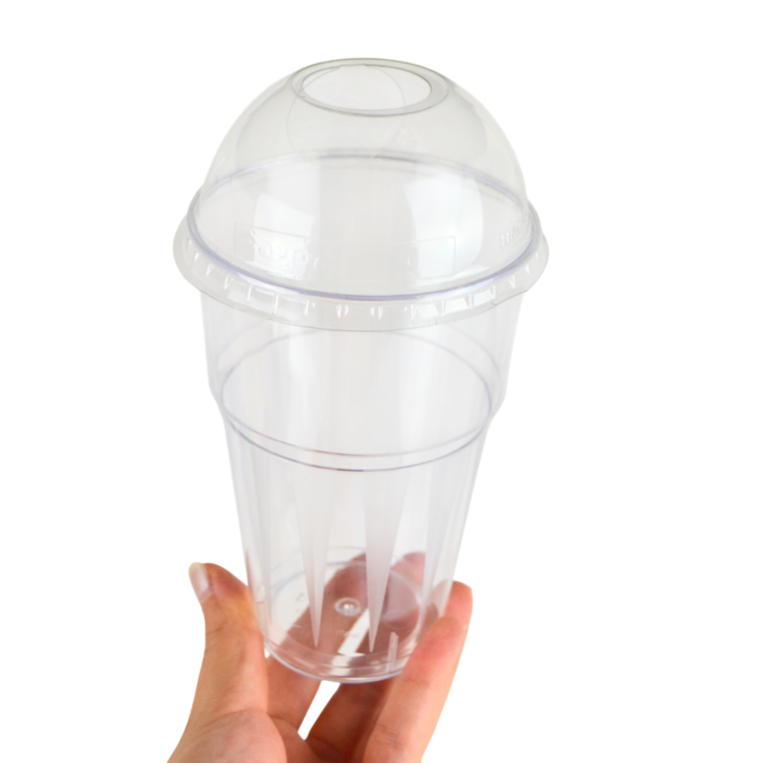 50 bicchieri trasparenti rigidi 500 cc per frappè con coperchio forato