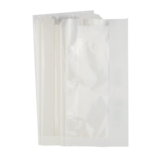 Pz 100 sacchetti con finestra in carta antigrasso per pasticcerie, bar, fast food