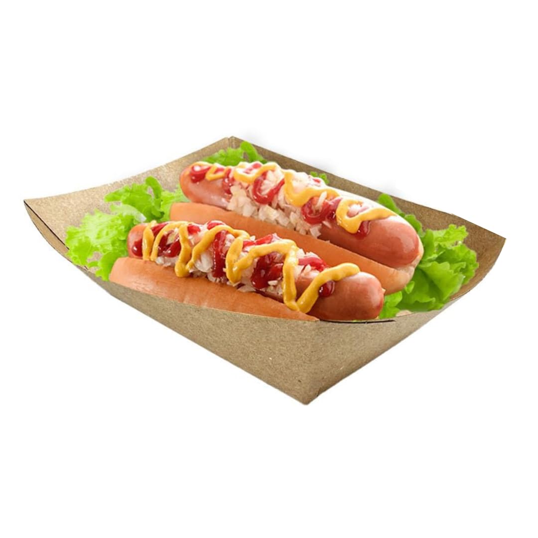 Pz 125 barchette in carta avana asporto fritture miste, patatine, pesce fritto, olive