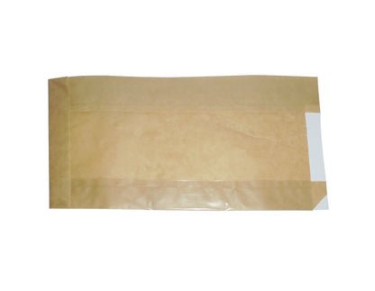 Pz 100 sacchetti con finestra in carta antigrasso avana neutra per pasticcerie, bar, fast food
