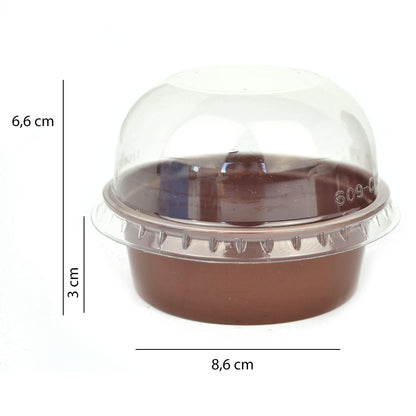 pz 50 TARTUFO cup 120 cc marrone + coperchio cupola per dolci e mousse