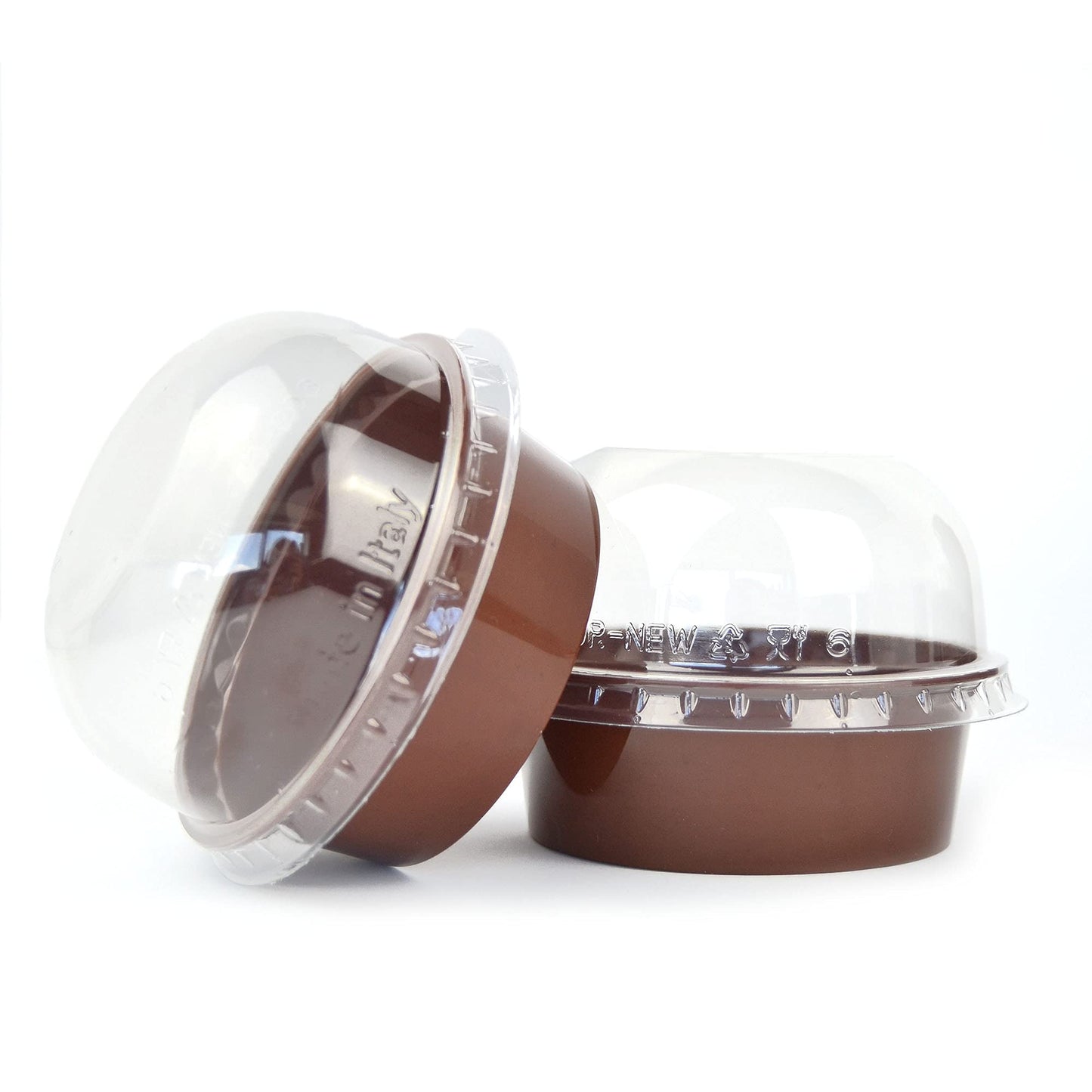 pz 50 TARTUFO cup 120 cc marrone + coperchio cupola per dolci e mousse