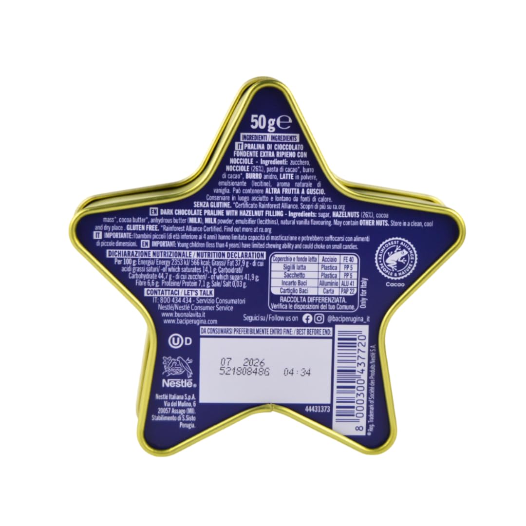 Peluche en forme d'étoile avec l'inscription « Bisous de Perugina », 50 g